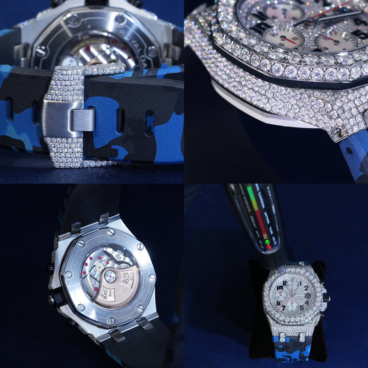 Moissantie Blue Strap Arabic Numbers Dial Watch