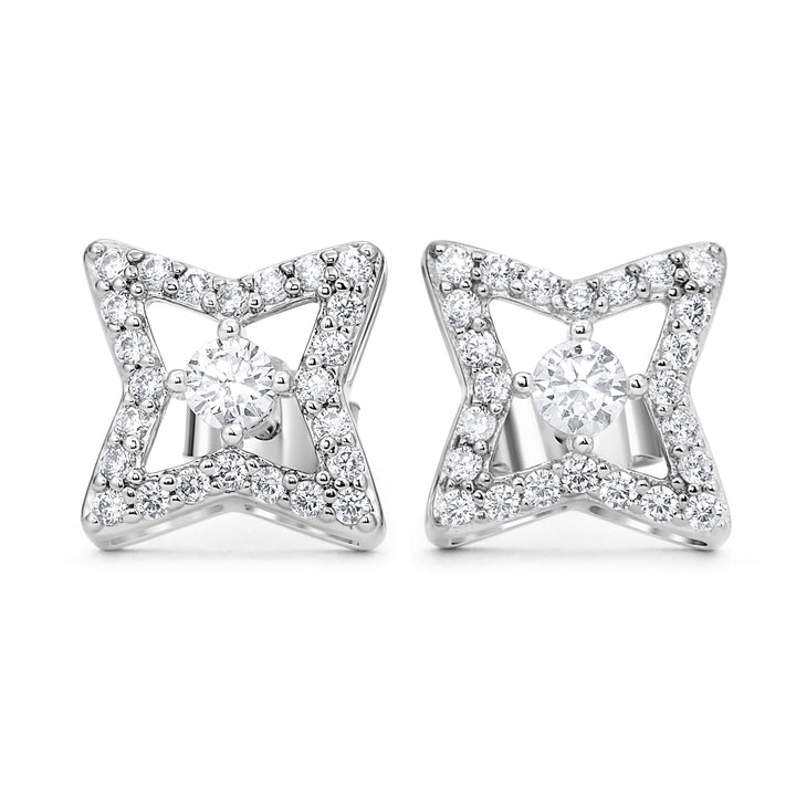 Diamond Blossom Star Stud Earrings