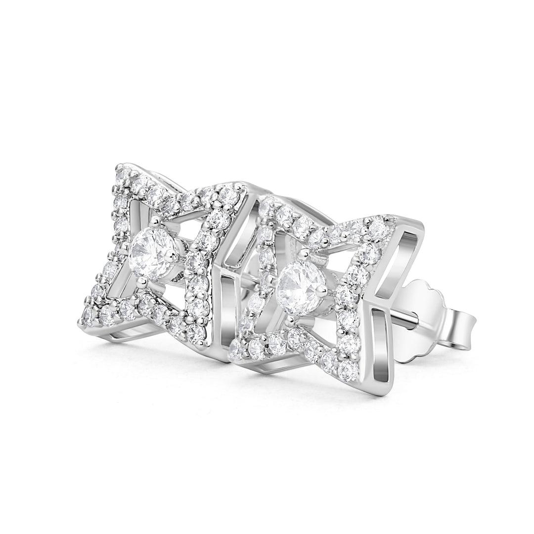 Diamond Blossom Star Stud Earrings