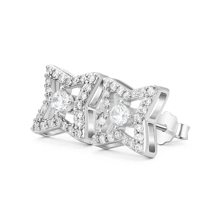 Diamond Blossom Star Stud Earrings