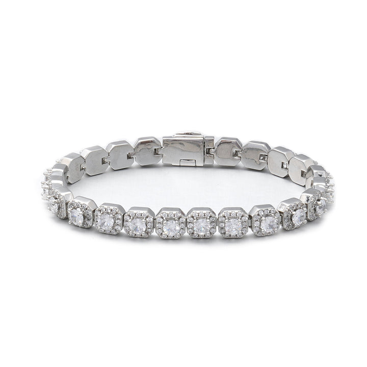 Women's 7mm Clustered Tennis Bracelet in White Gold