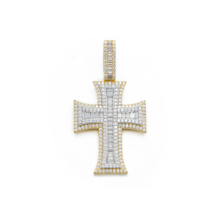 Layered Baguette Cross Pendant