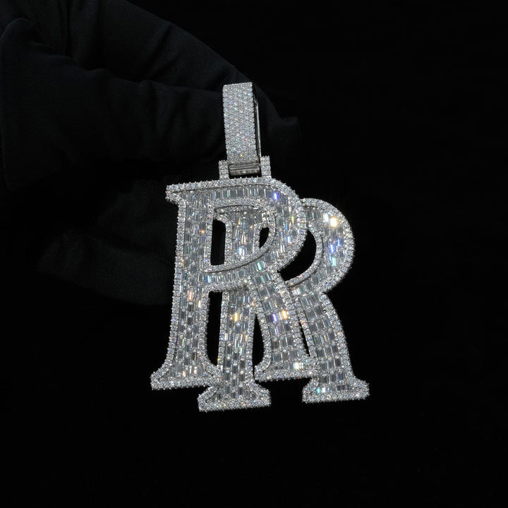 Large Baguette RR Pendant Moissanite S925