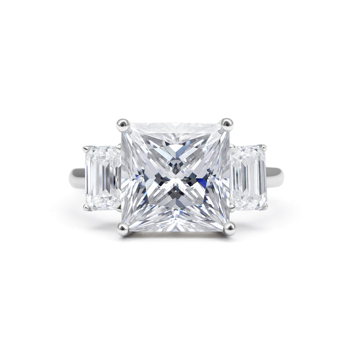 Three Stone Princess Cut Moissanite Ring