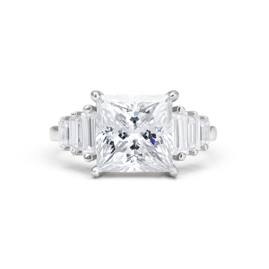 Tri-Baguette Princess Cut Moissanite Ring
