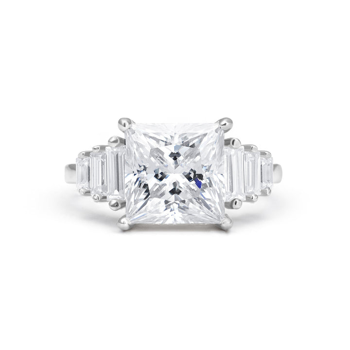 Tri-Baguette Princess Cut Moissanite Ring