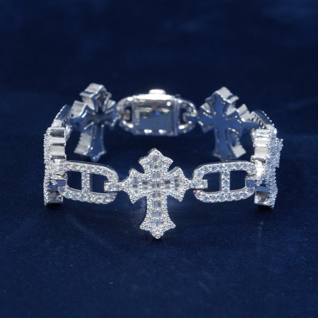 Moissanite Baguette Cross Pig Nose Bracelet