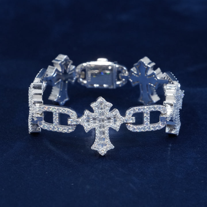 Moissanite Baguette Cross Pig Nose Bracelet
