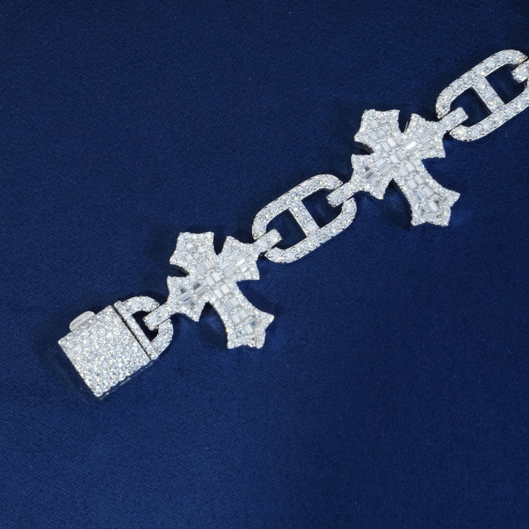 Moissanite Baguette Cross Pig Nose Bracelet