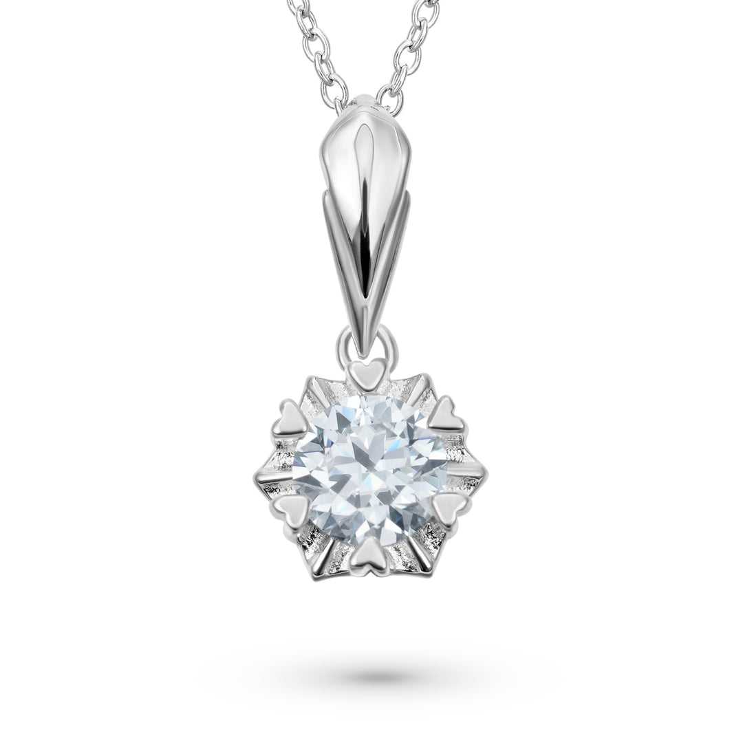 1 Carat Round Cut Moissanite Snowflake Necklace