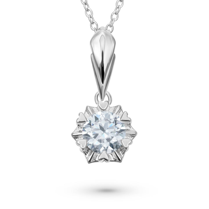 1 Carat Round Cut Moissanite Snowflake Necklace
