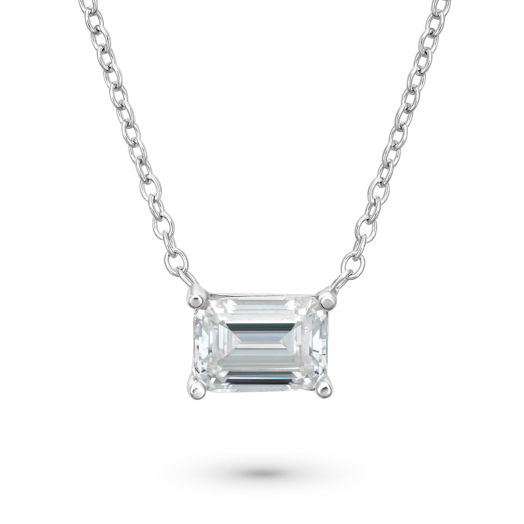 1 Carat East-West Emerald Cut Solitaire Necklace