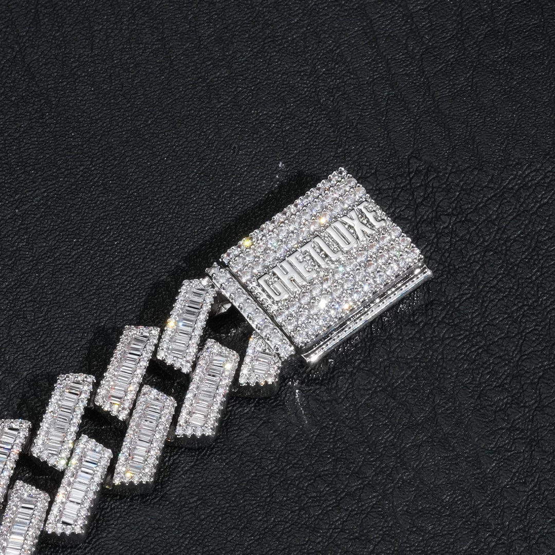 Custom Baguette Prong Cuban Link Chain