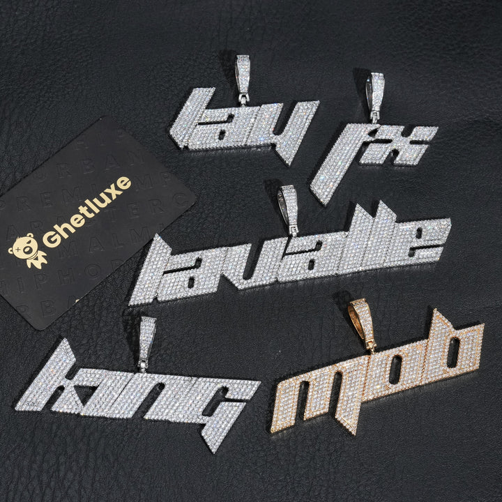 Custom Retro Font Diamond Letter Pendant