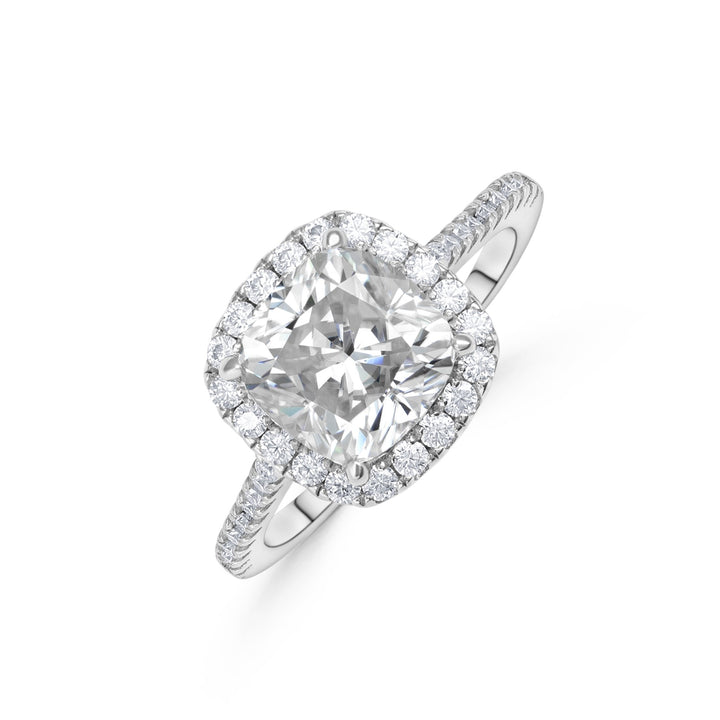 Adorned Halo Cushion Cut Moissanite Ring