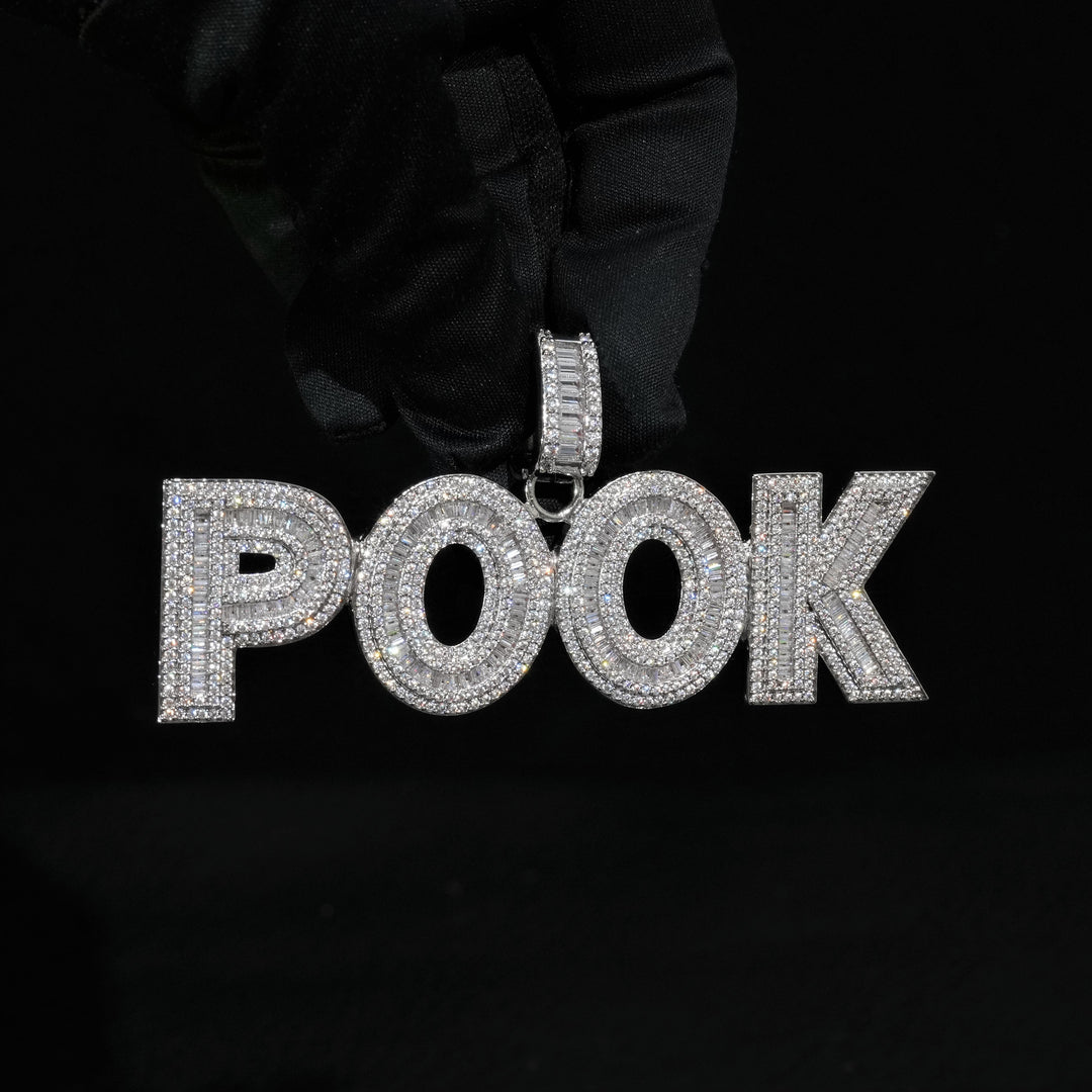 Custom Bold Baguette Hip Hop Name Necklace