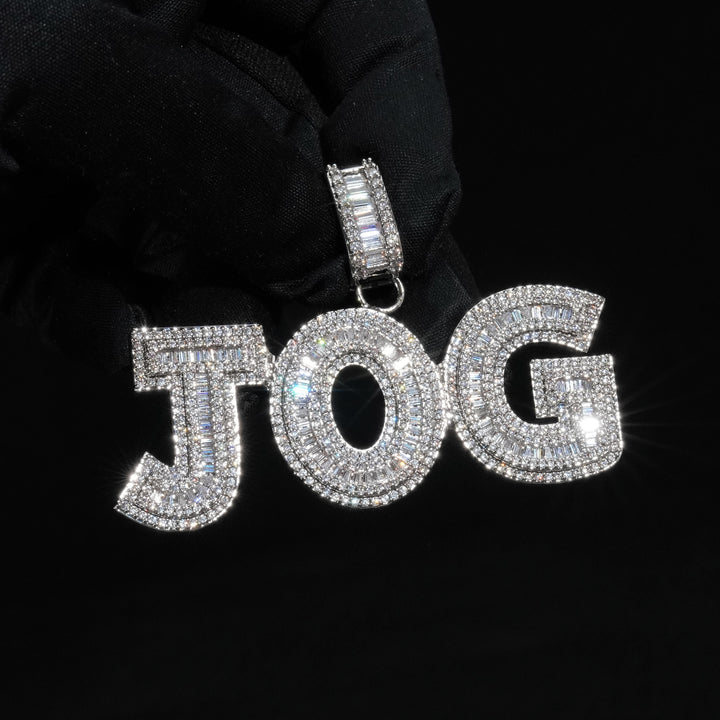 Custom Bold Baguette Hip Hop Name Necklace