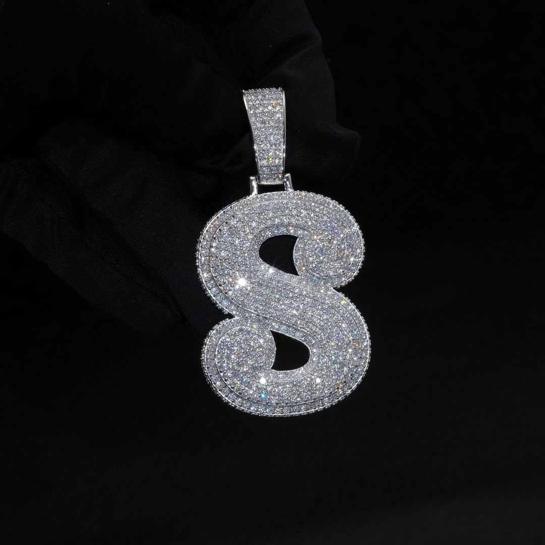 Full Iced 3D Multi-layer Initial Pendant