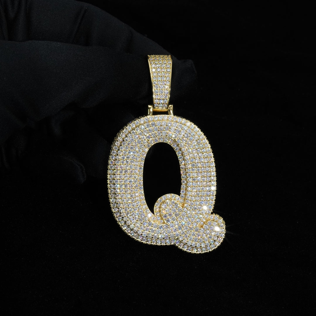 Full Iced 3D Multi-layer Initial Pendant