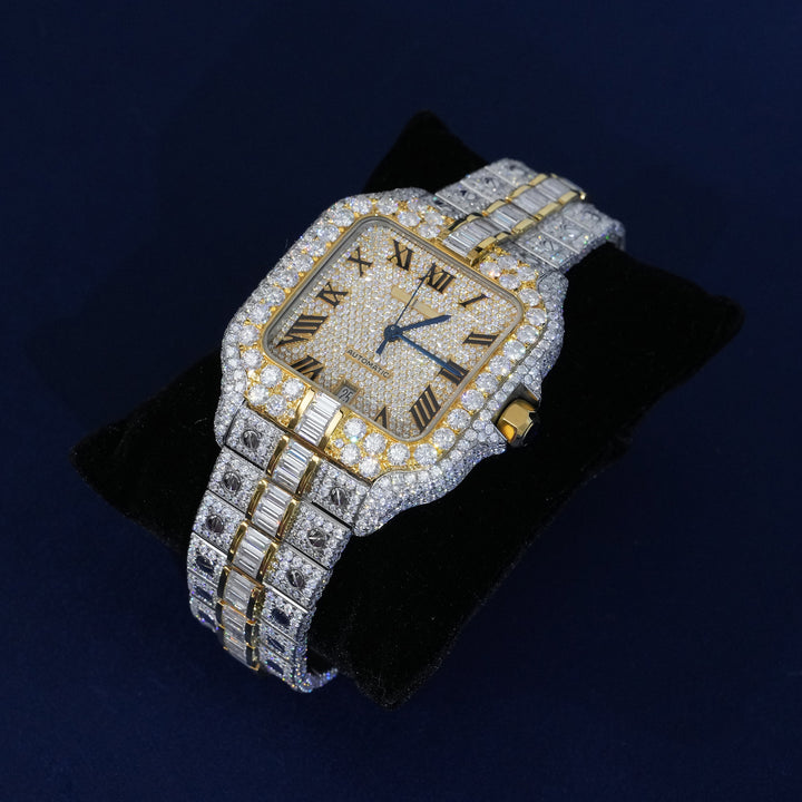 Moissanite Two Tone Roman Number Automatic Watch