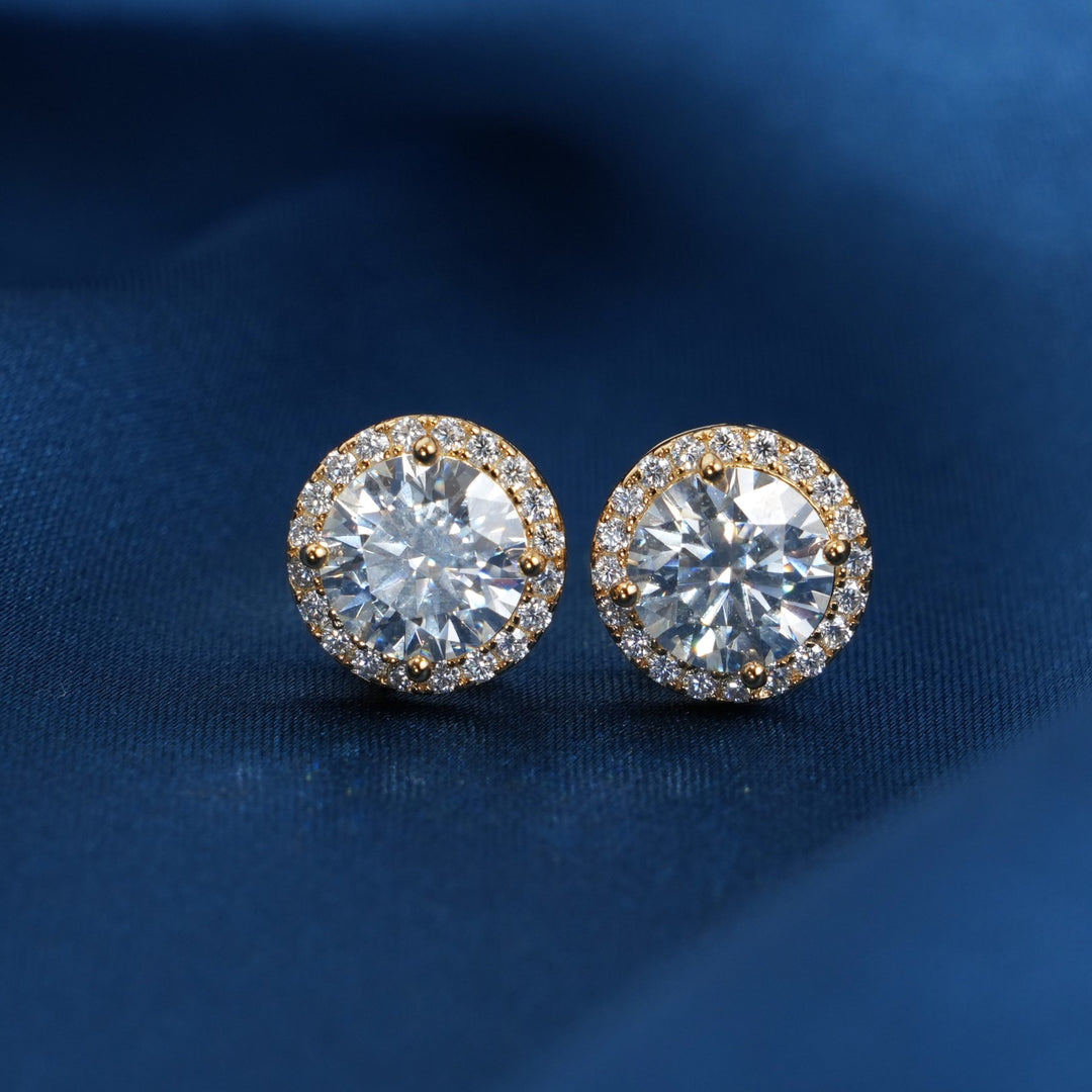 Round Cut Halo Stud Earrings