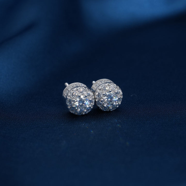 Layered Halo Moissanite Stud Earrings
