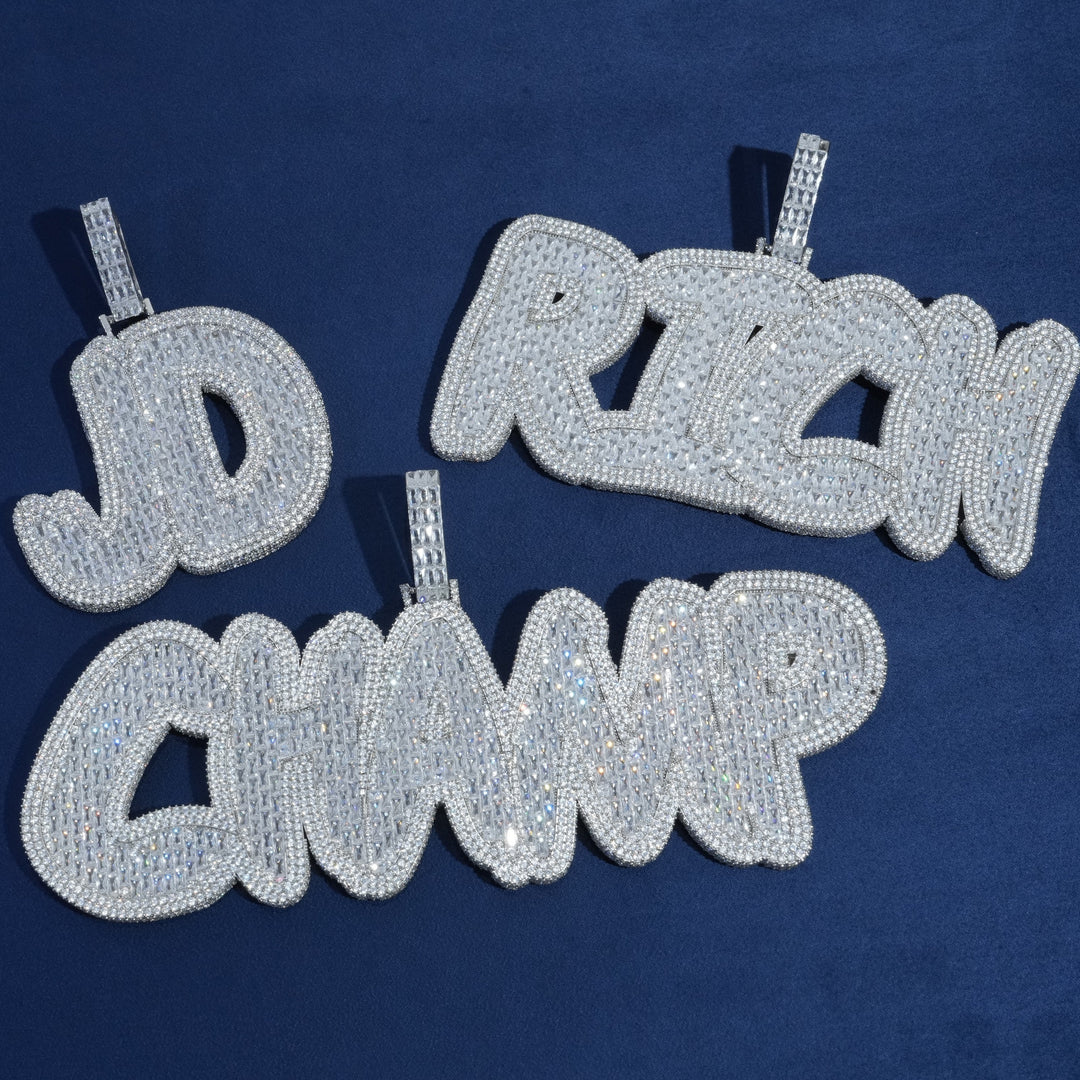 Baguette Groovy Custom Letter Pendant