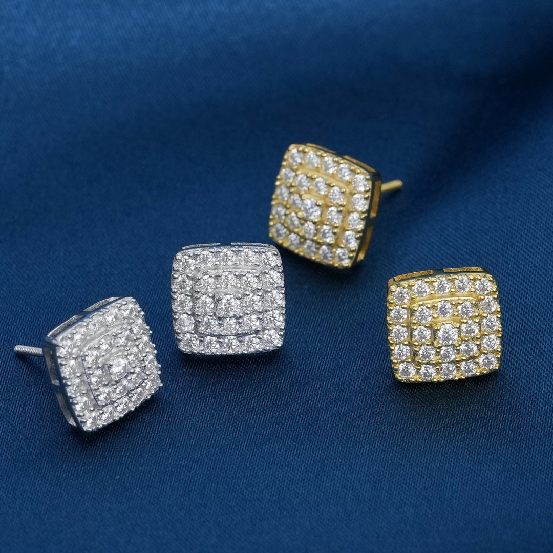 Moissanite Pave Cushion Stud Earrings