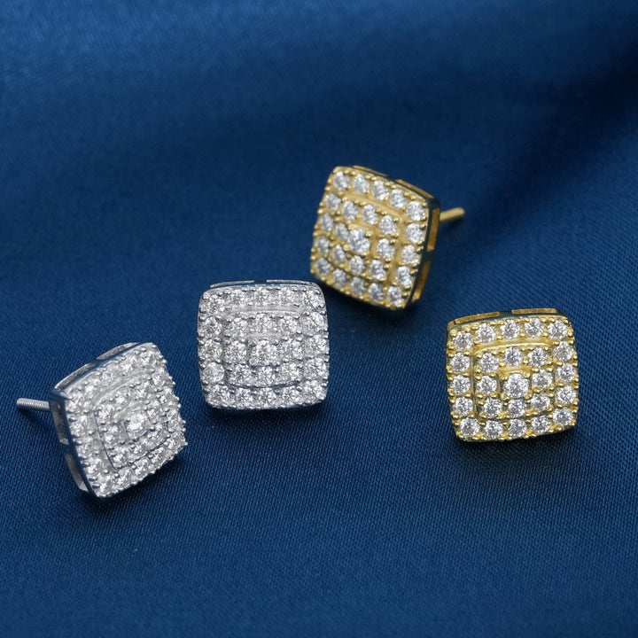 Moissanite Pave Cushion Stud Earrings