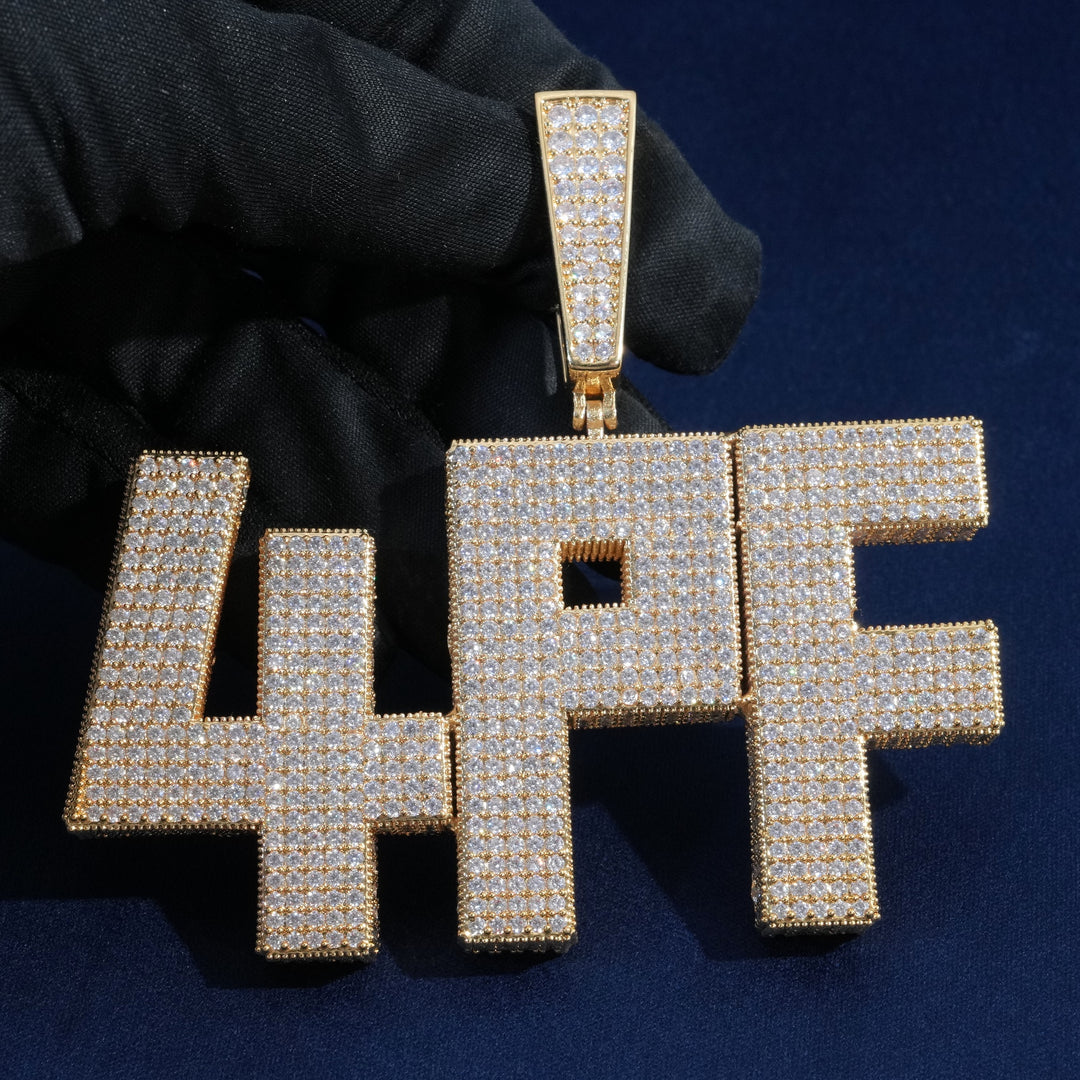 Custom 3D Diamond Thick Name Pendant Necklaces
