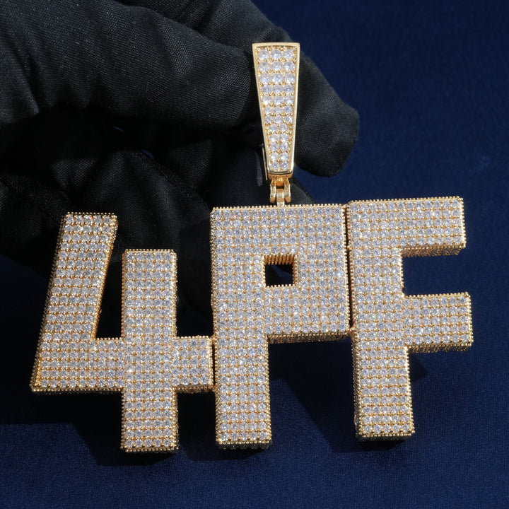 Custom 3D Diamond Thick Name Pendant Necklaces
