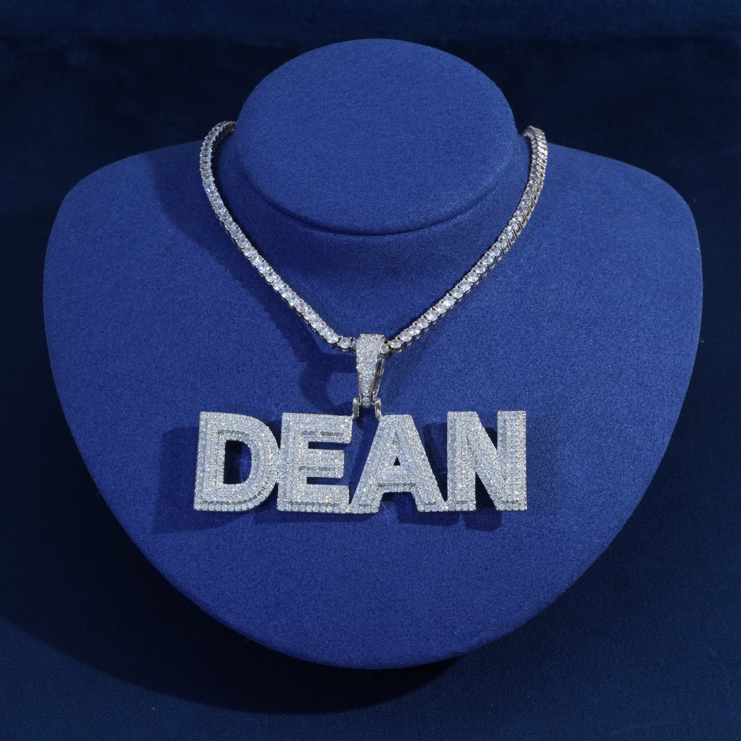 Custom Diamond Sans Name Pendant Necklaces