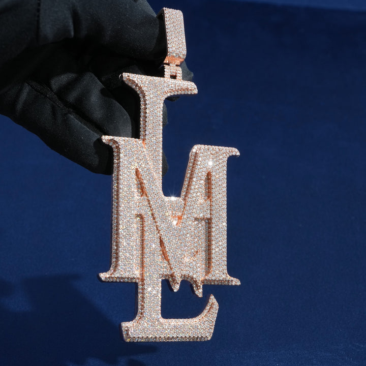 Iced Three Initial Monogram Custom Pendant (Moissanite Available)
