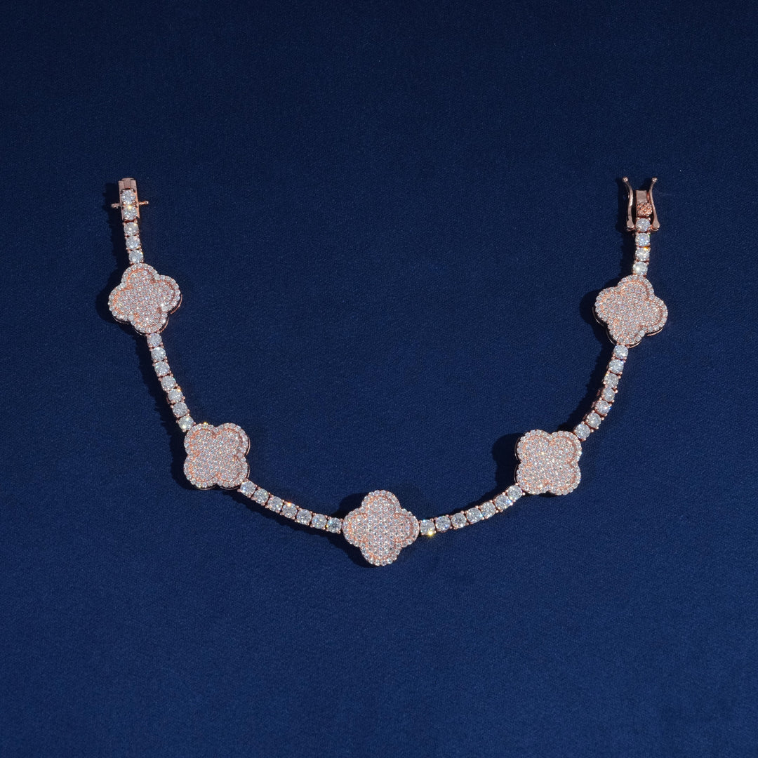 Diamond Clover Tennis Bracelet in Sterling Silver