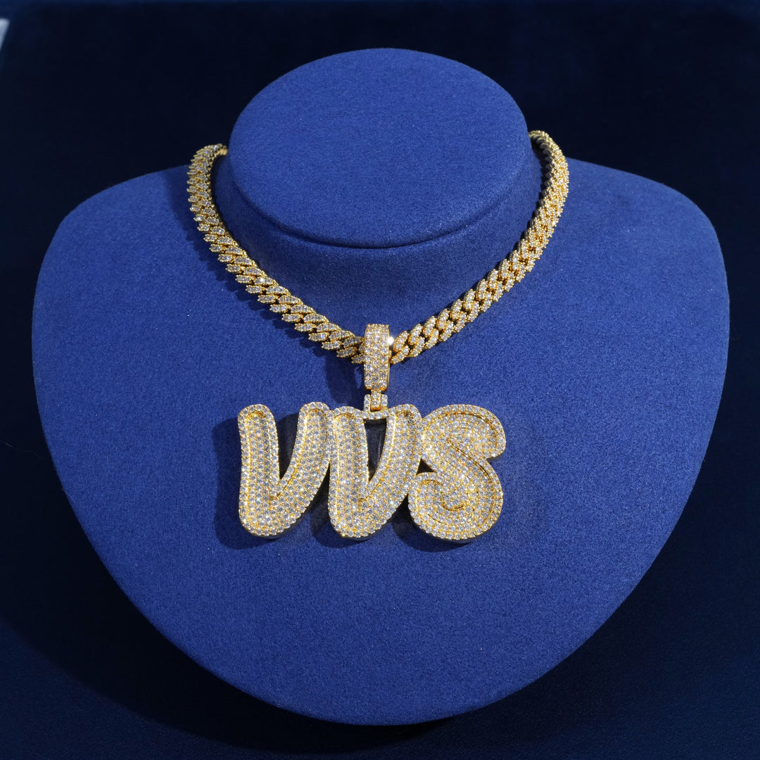 Diamond Groovy Letter Custom Pendant