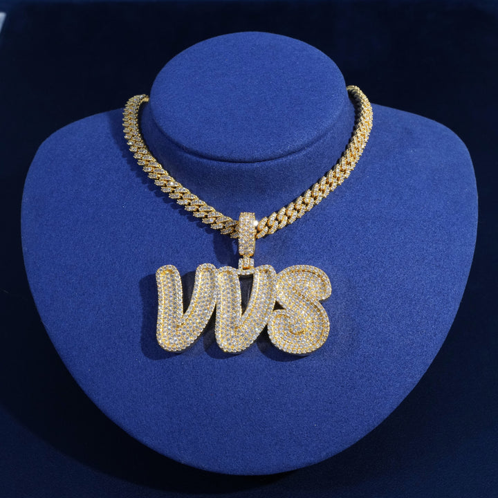 Diamond Groovy Letter Custom Pendant