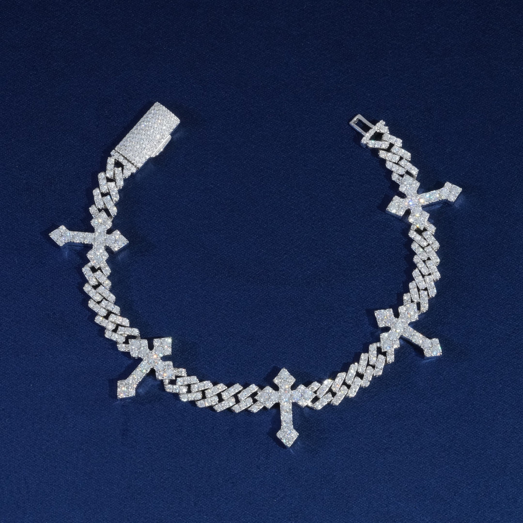6mm Diamond Cross Cuban Bracelet