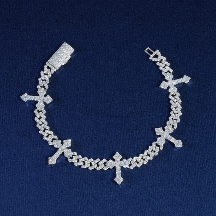 6mm Diamond Cross Cuban Bracelet