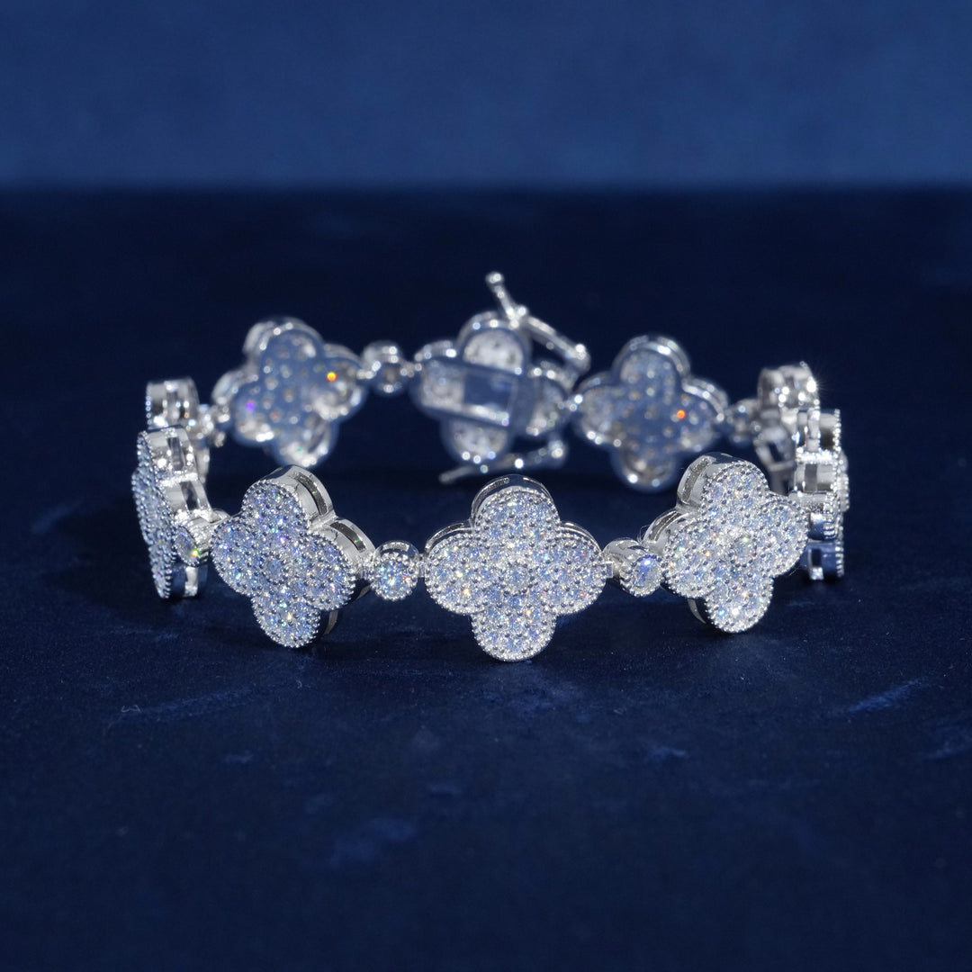 Diamond Ten Clover Bracelet in Sterling Silver