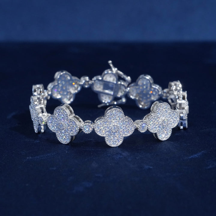 Diamond Ten Clover Bracelet in Sterling Silver