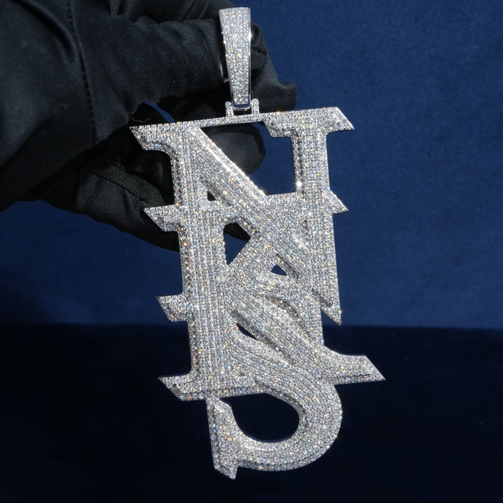 Iced Three Initial Monogram Custom Pendant (Moissanite Available)