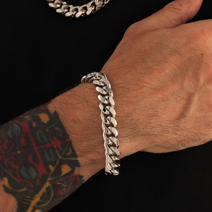 12mm Cuban Link Bracelet in White Gold