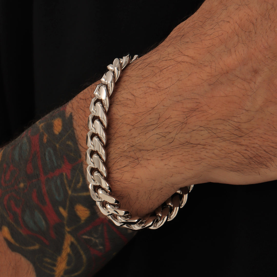 12mm Cuban Link Bracelet in White Gold