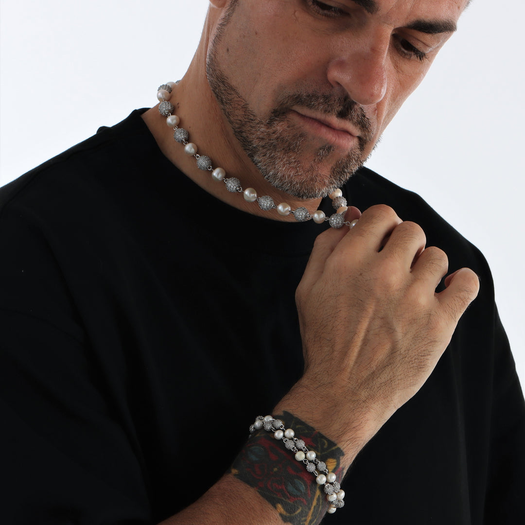 Iced Beads & Pearl Necklace