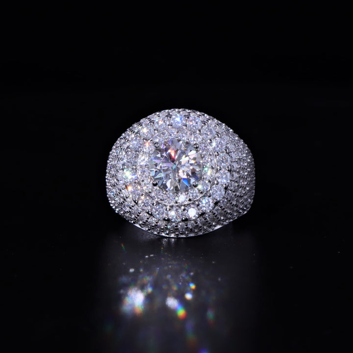 Moissanite S925 Clustered Band Ring in White Gold