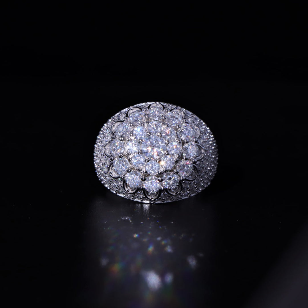 Moissanite S925 Clustered Ring in White Gold