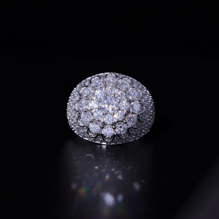 Moissanite S925 Clustered Ring in White Gold