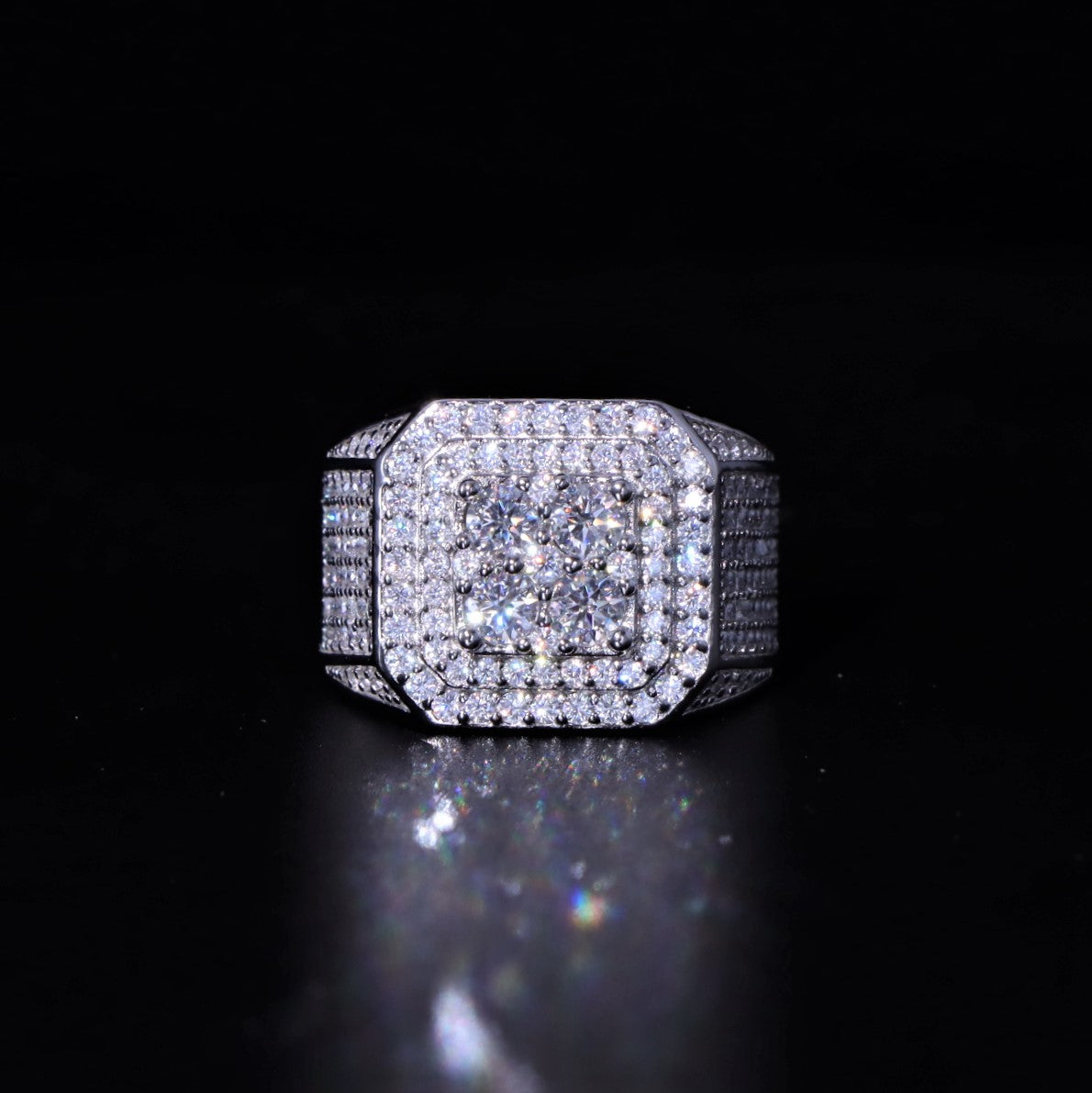 10 Carat Moissanite 925 Sterling Silver Signet Ring main image 0