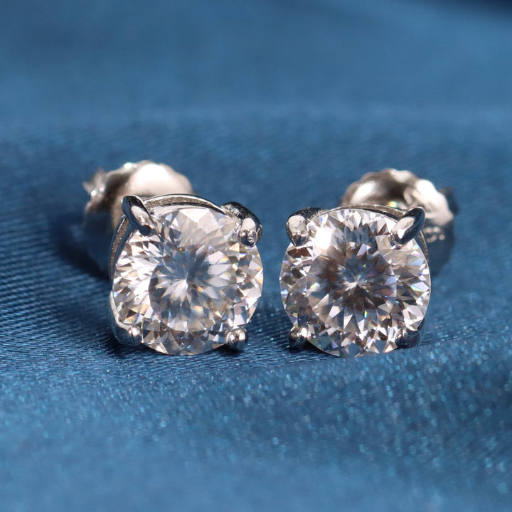 Bird Nest Cut Solitaire Stud Earrings