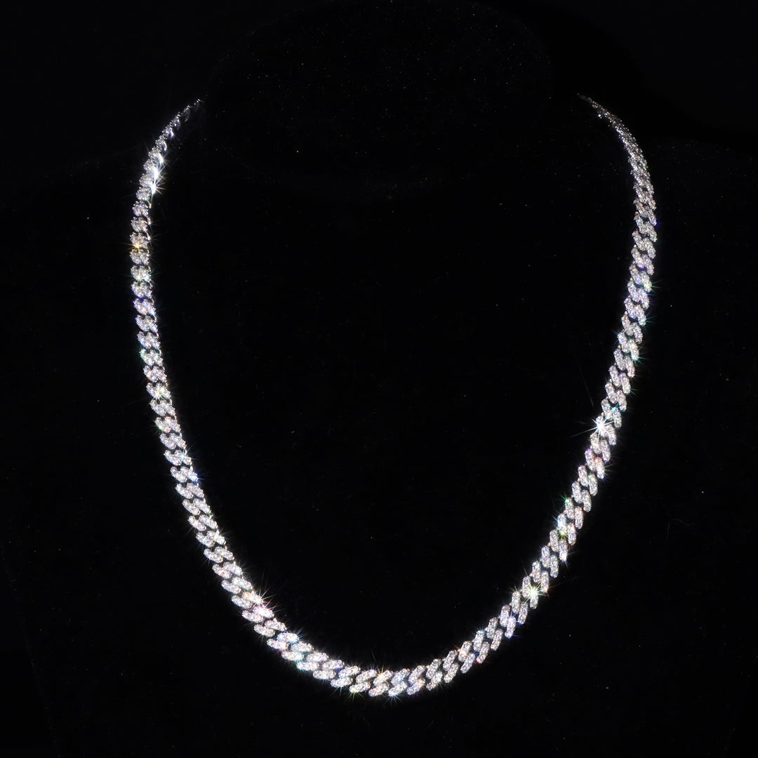 14 mm zweireihiges kubanisches Gliederarmband in Weißgold